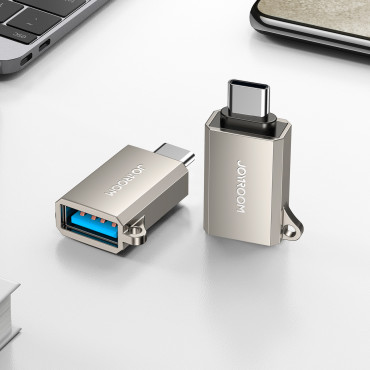 USB-C adapteris (vīrietis) - USB-A (sieviete) ar pavadas acu - sudraba