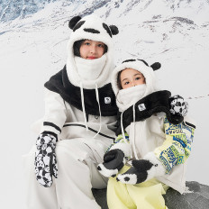 Detské lyžiarske rukavice bez prstov Panda Tepelná veľkosť S - čierna / biela