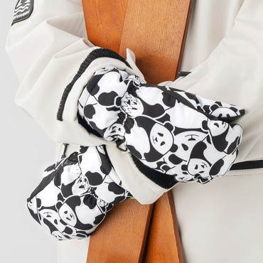 Luvas de esqui infantil sem dedos Panda Heat Size S - preto / branco