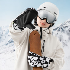 Detské lyžiarske rukavice bez prstov Panda Tepelná veľkosť S - čierna / biela