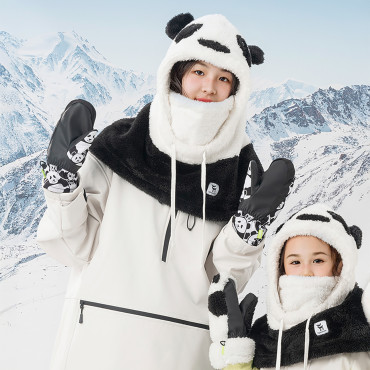 Detské lyžiarske rukavice bez prstov Panda Tepelná veľkosť S - čierna / biela