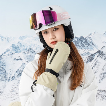 Ski gloves Fingerless Full Length Size M waterproof - beige