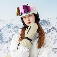 Ski handskar fingerlös full längd storlek m vattentät - beige