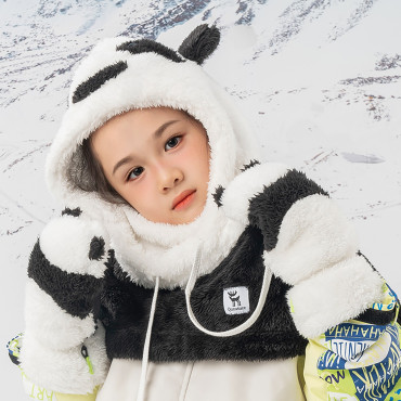 Lyžiarske rukavice Panda pre deti a Dospelé veľkosti S - čiernobiele
