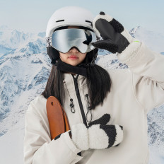 Ski Gloves Panda for Children and Adult Size S - Black / White