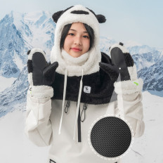 Skihandschuhe Panda für Kinder und Erwachsene Größe S - Schwarz / Weiß