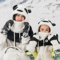 Lyžiarske rukavice Panda pre deti a Dospelé veľkosti S - čiernobiele