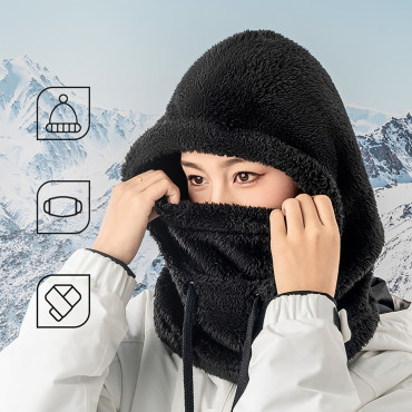 Varm Balaclava med päls vinterskidåkning Arctic Velvet storlek L - Svart
