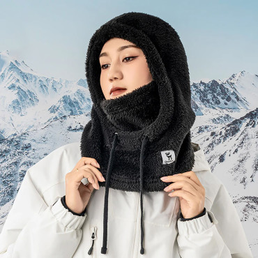 Varm Balaclava med päls vinterskidåkning Arctic Velvet storlek L - Svart