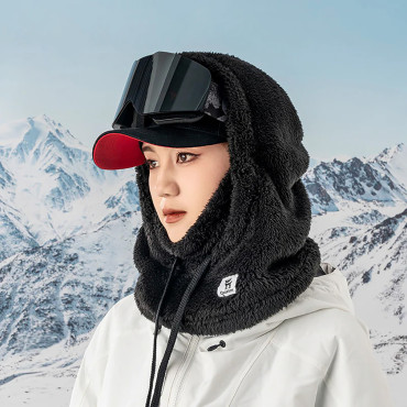 Topla balaclava s krznom zimsko smučanje Arctic Velvet Velikost L - Black