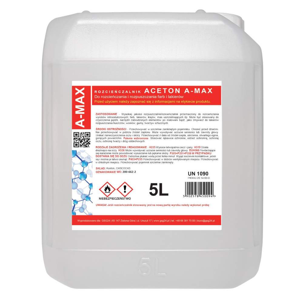 Acetone šķīdinātājs A-Max 5L noņēmējs
