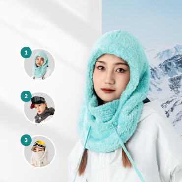 Balaclava quente com pele de inverno de pele Ártico de veludo de esqui L - hortelã