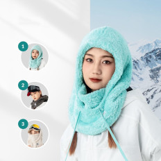 Balaclava quente com pele de inverno de pele Ártico de veludo de esqui L - hortelã