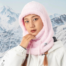 Teplý Balaclava s kožušinou Zimné lyže Arktický Velvet Veľkosť M - Pink