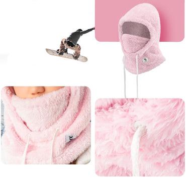 Caliente Balaclava con piel de invierno de invierno Tamaño de terciopelo Ártico M - Rosa