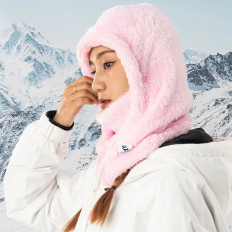 Warm-Balaclava mit Pelz-Winter-Ski-Arktis-Samt-Größe L - Pink