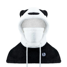 Vinter Balaclava Vinter med päls panda för barn och vuxen storlek m - svart / vit
