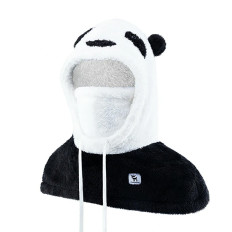 Vinter Balaclava Vinter med päls panda för barn och vuxen storlek m - svart / vit