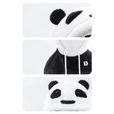 Vinter Balaclava Vinter med päls panda för barn och vuxen storlek m - svart / vit