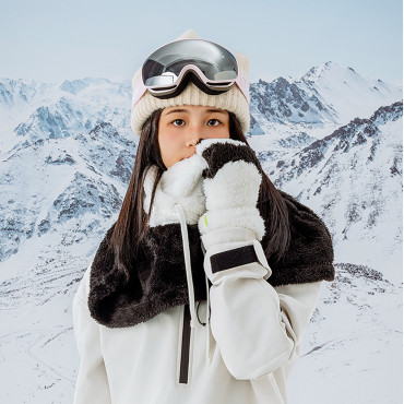 Vinter Balaclava Vinter med päls panda för barn och vuxen storlek m - svart / vit