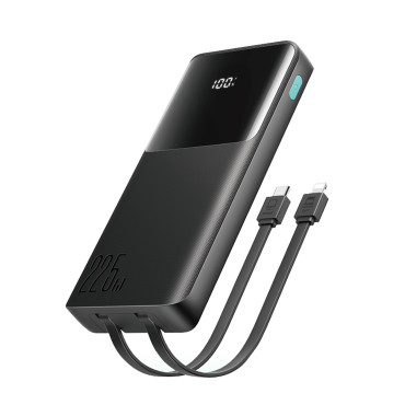 Powerbank 10000mah με ενσωματωμένα καλώδια USB-C iPhone Lightning - Μαύρο