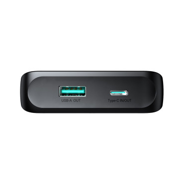 Powerbank 10000mAh med inbyggda kablar USB-C iPhone Lightning - Svart