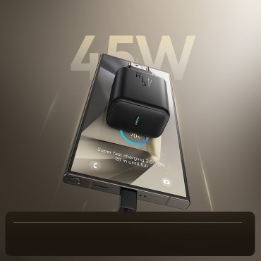 45W GAN-verkon laturi Samsung Ultra - Musta