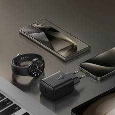 45W GAN-verkon laturi Samsung Ultra - Musta