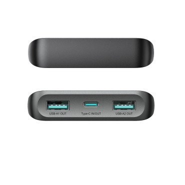 PowerBank 10000MAH 25W 2x USB-A 1X USB-C SFC - melns