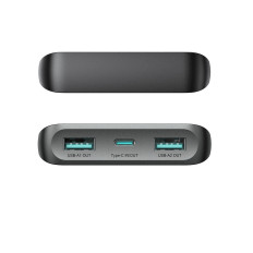 PowerBank 10000MAH 25W 2x USB-A 1X USB-C SFC - melns