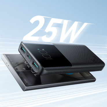 PowerBank 10000MAH 25W 2x USB-A 1X USB-C SFC - melns