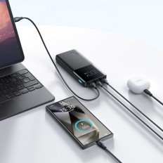 PowerBank 10000MAH 25W 2x USB-A 1X USB-C SFC - melns