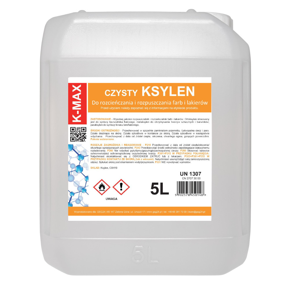 Xylénové rozpúšťadlo organické riedidlo pre farby a laky K-max 5L Xylénové rozpúšťadlo organické riedidlo pre farby a laky K-max 5L