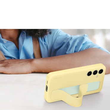 Caso Samsung Stand Permane Funda con asa y soporte para Galaxy S24 FE - Amarillo