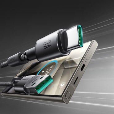 Kabeļu USB-A - USB-C kabelis ar magnētisko rokturu organizatoru 1.2m - pelēks