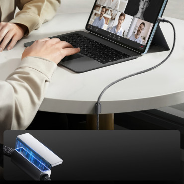Kabeļu USB-A - USB-C kabelis ar magnētisko rokturu organizatoru 1.2m - pelēks