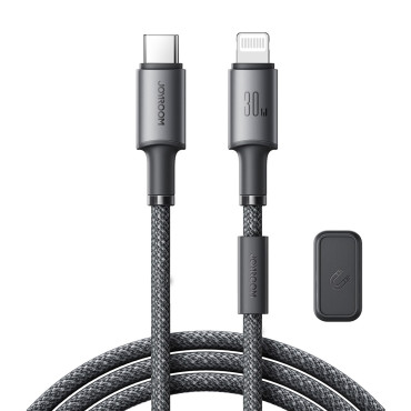 Καλώδιο καλωδίου USB-C - Lightning iPhone με μαγνητικό κάτοχο 1.2m - γκρι