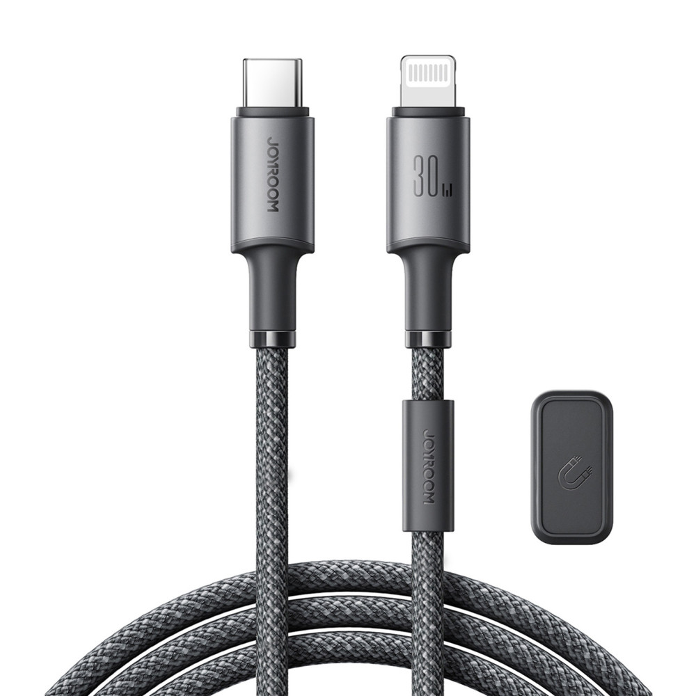 Kabelski kabelski kabel - iPhone strela z magnetnim držalom 1.2m - Siva