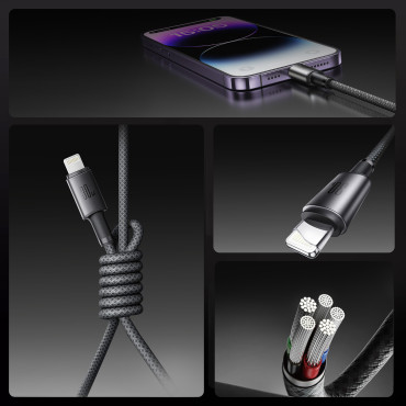 Kabelski kabelski kabel - iPhone strela z magnetnim držalom 1.2m - Siva