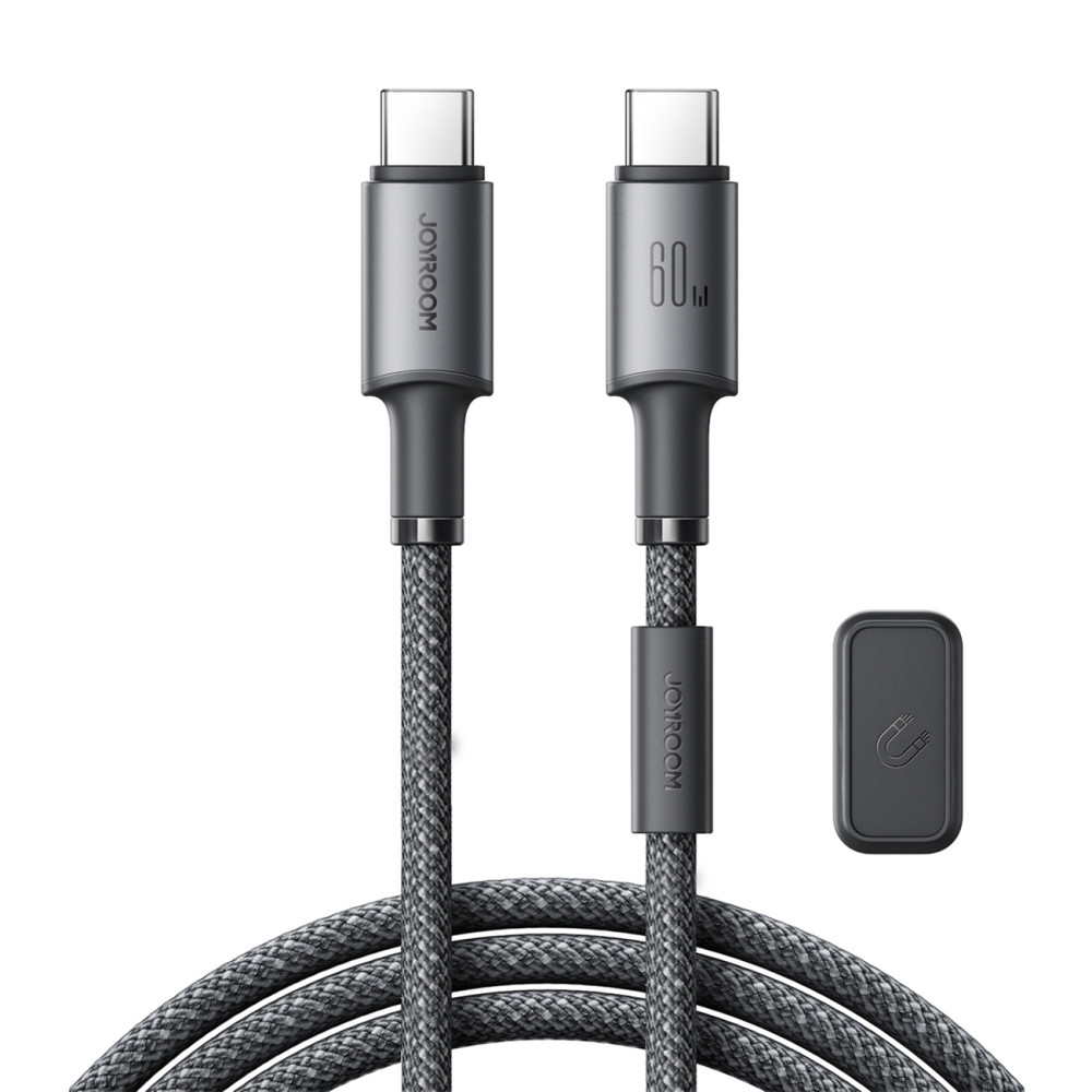 Καλώδιο καλωδίου USB-C - USB-C με μαγνητική λαβή διοργανωτής 1.2m - γκρι