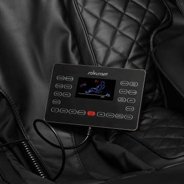 Sakura Luxury 808 massagefåtölj svart beige — närbild av reglage