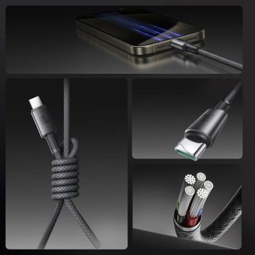 Kabel USB-C-kabel - USB-C med arrangør Magnetisk håndtag 1.2m - grå