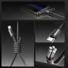 Kabel USB-C-kabel - USB-C med arrangør Magnetisk håndtag 1.2m - grå