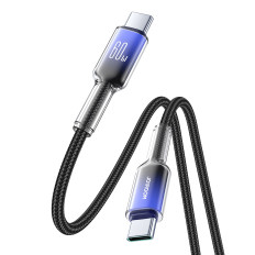 Kabeļu kristāla skaidra sērija 60W USB-C - USB-C 1.2m - melns