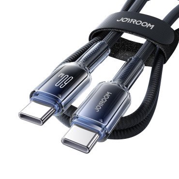 Kabeļu kristāla skaidra sērija 60W USB-C - USB-C 1.2m - melns