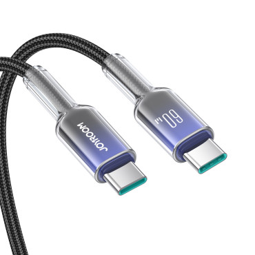 Kabeļu kristāla skaidra sērija 60W USB-C - USB-C 1.2m - melns