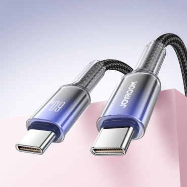 Kabeļu kristāla skaidra sērija 60W USB-C - USB-C 1.2m - melns