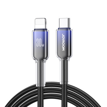 Kabel Crystal-Clear Series 30W USB-C - iPhone Lightning 1.2m - svart