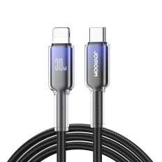 Kabel Crystal-Clear Series 30W USB-C - iPhone Lightning 1.2m - svart