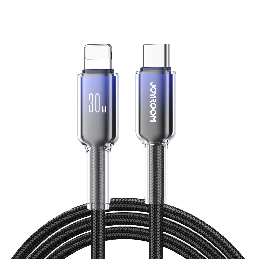 Kabel Crystal-Clear Series 30W USB-C - iPhone Lightning 1.2m - svart